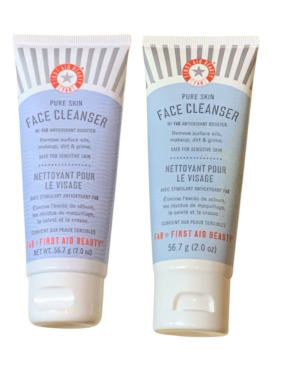 Lot of 2 First Aid Beauty FAB Pure Skin Face Cleanser 2oz Travel Size New Sealed